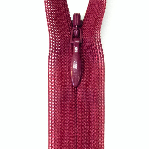 Reißverschluss, nahtverdeckt, Kunststoff, Rubinrot, 22 cm