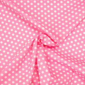Popeline, Polka Dots (groß), Pink, Weiß