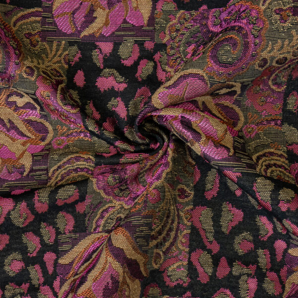 Jacquard, floral gemustert, Paisley-Muster, Schwarz, Beigetöne, Pink