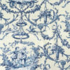 Cretonne, figürliche Motive, floral gemustert, Vanille, Blautöne, Weiß