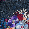Baumwolljersey, florale Motive, Paisley-Muster, Blautöne, Schwarz
