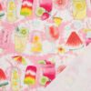 French Terry, Kindermotive - grafisch gemustert, rosa, pink, weiß, gelb