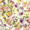 edler Crêpe, florale Motive, Insekten, offwhite, grüntöne, gelb, pink