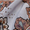 exquisiter Crêpe de Chine, Paisley-Muster, grafisch gemustert, warmes grau, rosé, orange, blau