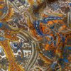 exquisiter Crêpe de Chine, ornamental gemustert, orange, blau, offwhite, curry