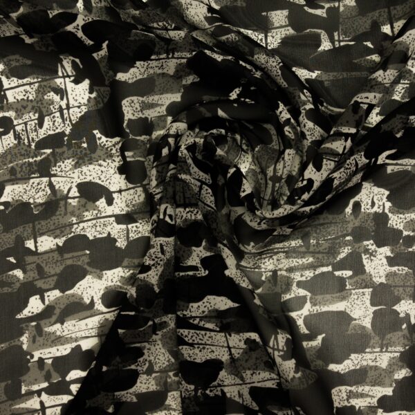 edler Chiffon, abstrakt gemustert, schwarz, grau, ecru