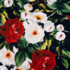 edler Twill, floral gemustert, schwarz, rot, offwhite