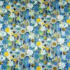 elastischer Satin, florale Motive, blautöne, gelb